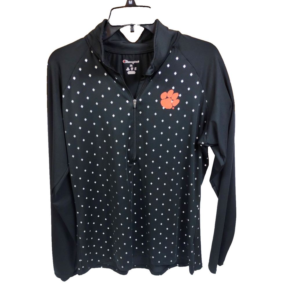 Clemson Tigers NCAA Quarter Zip Women's XL Pullover Team Logo by Champion Black